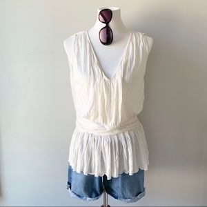 Banana Public Off White V-Neck Flowy Top Size S